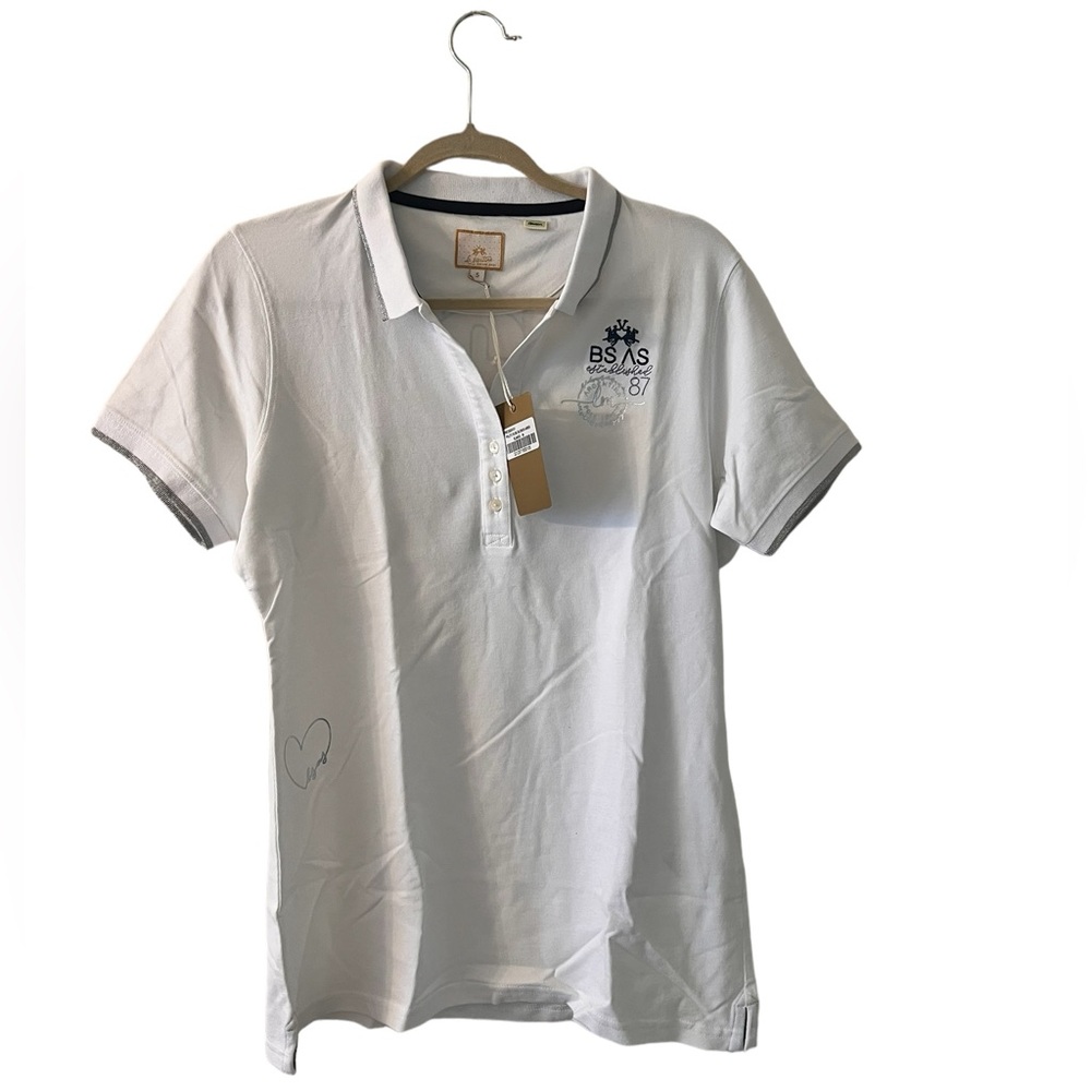 La Martina “Besos Aires” Polo White Medium. Size 5. New - Picture 8 of 8